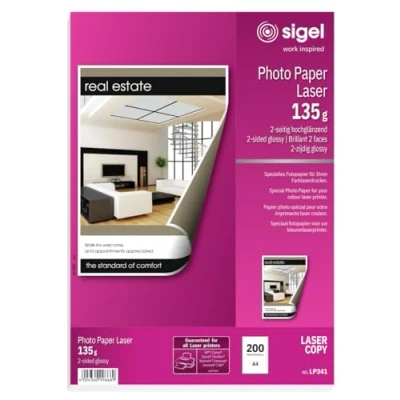 Imagen de SIGEL LP341 Papel foto p. impr. Láser/copiad. color, A4, 135 g, 200 hojas