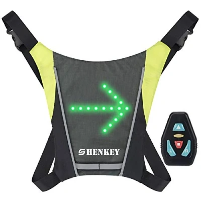 Imagen de shenkey Chaleco de Ciclismo LED con Señales Giro Control Remoto, Reflectante e Impermeable, Recargable por USB, Fácil Instalar para la Seguridad en