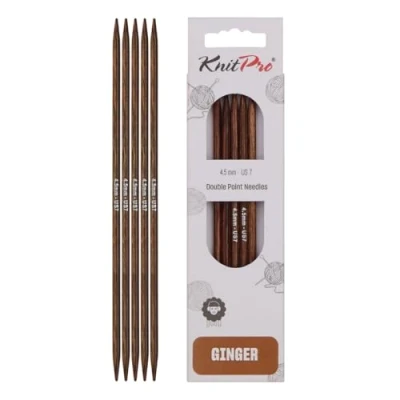 Imagen de KnitPro Agujas de tejer doble punta Ginger, 12,5 cm x 4,5 mm, paquete 5