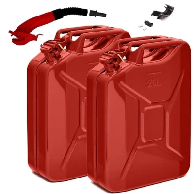 Imagen de BW® Bidón de combustible metal para gasolina, 2 x 20 litros, con boquilla Rojo RAL 3000 Certificado TÜV y homologación UN Fabricado en Europa