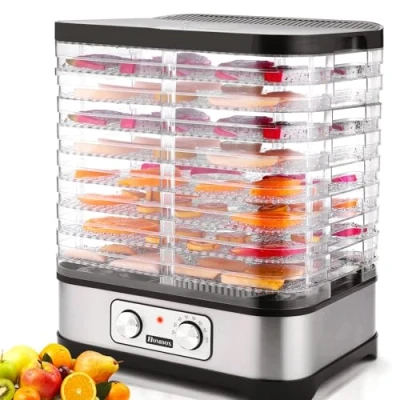 Imagen de COOCHEER Deshidratador de Alimentos 8 Pisos Bandejas, Deshidratadora Frutas, Frutas y Verduras 400W con Temporizador 72H Temperatura Ajustable, Ajuste mecanico, sin BPA
