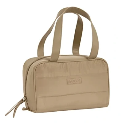 Imagen de Neceser Rectangular de SAFTA Moos Cápsula Acolchado Camel con Asa, 310x140x190 mm