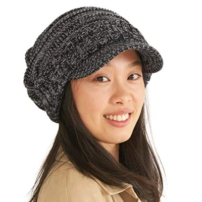Imagen de Gorros Invierno de Punto Hombre Gorra Visera Tejido Calentito Mujer Casquillo Beanie Hipster Hopa Calida Mix Negro