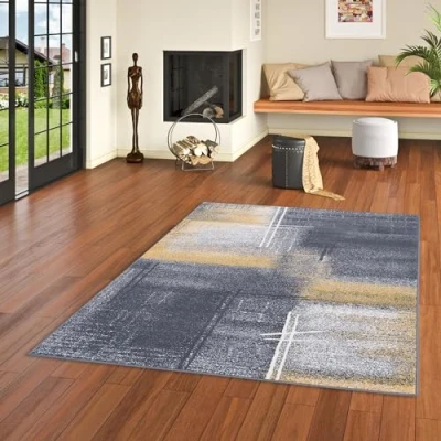 Imagen de Moqueta de diseño Moderna Salón Dormitorio Comedor Pelo Corto Brilliant Negro Azul Degradado