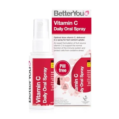 Imagen de BetterYou Vitamina C en Spray Oral Vegano 50ml Apoyo al Sistema Inmunitario y a la Reducción del Cansacio Fatiga 32 Dosis de 120 mg Sabor Cereza Granada