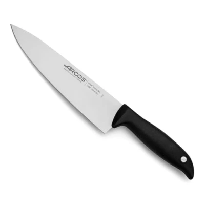 Imagen de Arcos Serie Menorca Cuchillo Chef 8&#039;&#039; con Hoja Acero Inoxidable Nitrum y Mango Cómodo Polipropileno Negro Diseño Innovador para la Vida Diaria. Menorca. Color Negro.