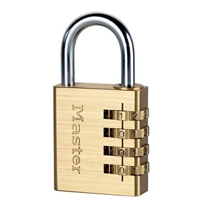 Imagen de Master Lock 604EURD Candado con Combinación Personalizable de Aluminio Macizo, Dorado, 8.1 x 4 1,8 cm