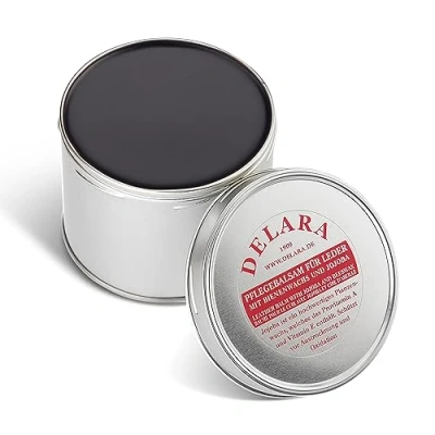 Imagen de DELARA Bálsamo para Cuero con yoyoba y Cera de Abejas en Cubos 500 ml, Color: Negro Made in Germany