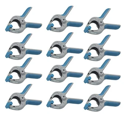 Imagen de Ferrestock FSKPRS101 12pcs pinzas de sujeción con resorte, mango antideslizante, mandíbulas giratorias, muelle extra fuerte, apertura máxima 39mm, profundidad 40mm