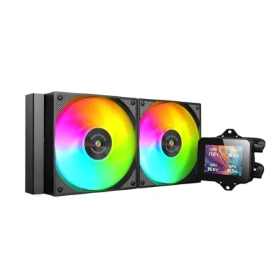 Imagen de MARSGAMING ML VISION240, Refrigeración Líquida AIO, TDP 500W, 2X Ventiladores ARGB con Núcleo de Cobre y Aluminio FDB, Pantalla LCD IPS 4:3 Rotación 360 Software, Multisocket Universal, Negro