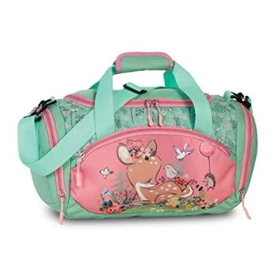 Imagen de Ragusa Trade Bolsa de deporte con diseño ciervo, para niños y niñas, azul turquesa/rosa, Versátil