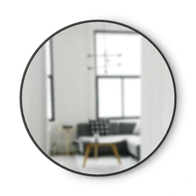 Imagen de Umbra Hub Espejo de pared redondo decorativo, 94 cm, Negro