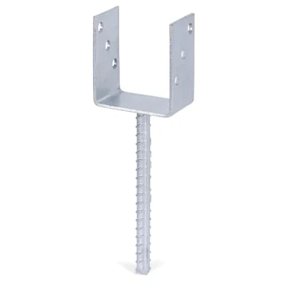 Imagen de Alberts 214265 anclaje para postes en forma de U, Con varilla hormigonar acero acanalado, Galvanizado caliente, Anchura apertura 91 mm, Longitud del hormigón 200 mm