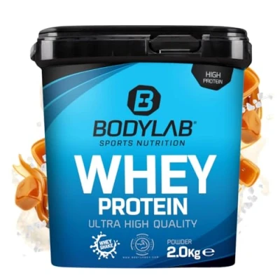 Imagen de Bodylab24 Whey Protein Powder Caramelo salado 2kg, polvo rico en proteína para músculos más fuertes, la de suero puede promover construcción músculo, con 80% proteína, sin aspartamo