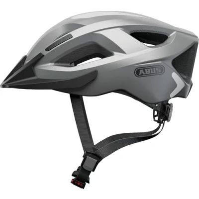 Imagen de ABUS casco urbano Aduro 2.0 de bicicleta integral con luz diseño deportivo para el tráfico hombres y mujeres plateado, talla M