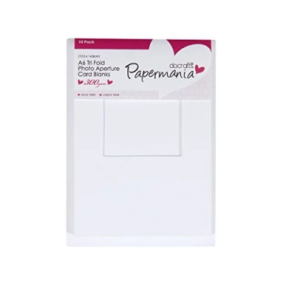 Imagen de Papermania A6 300 GSM Tri Fold Window Photo Aperture Cards and Envelopes, Pack of 10, White