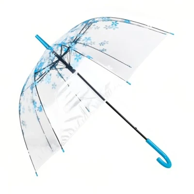 Imagen de ThreeH Romántico Cereza Paraguas A Prueba De Viento Automático Abierto Cúpula Transparente Burbuja KS11,Blue