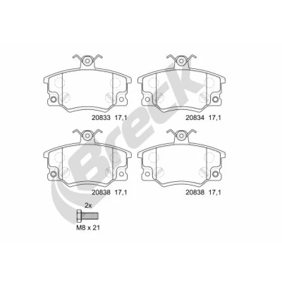 Imagen de BRECK 20833 00 701 10 Juego de pastillas freno con avisador acústico desgaste FIAT: Punto I Hatchback, Uno Seicento / 600 Hatchback