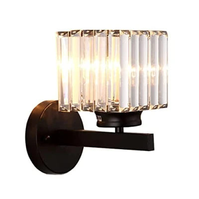 Imagen de Sxtiger lámpara de pared cristal retro para interiores, E27 moderna dormitorio LED, negro salón, pasillo, comedor
