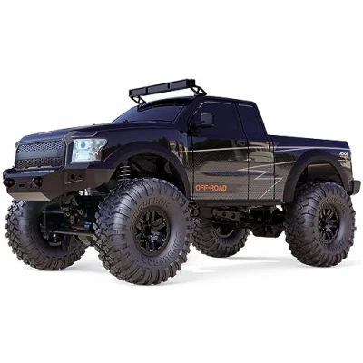 Imagen de Amewi 22593 Dirt Climbing Pickup Crawler 4WD 1:10 RTR Negro Incluye Mando a Distancia, batería, Cable de Carga, Escala