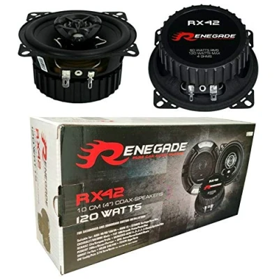 Imagen de 2 RENEGADE RX42 Altavoces coaxiales de vías 4&quot; 10,00 cm 100 mm 60 vatios rms 120 MAX impedancia 4 ohmios 92 db spl Negro para Coches, par