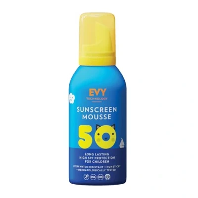 Imagen de EVY Protector solar en forma de Mousse para Bebés y niños SPF 50 sin perfume protección resistente al sudor agua a partir 6 meses