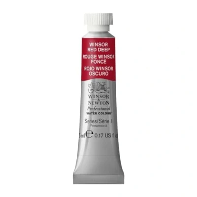 Imagen de Winsor &amp; Newton Acuarela Profesional Pintura de Acuarela, Alta Luminosidad, Resistente a la Luz, Calidad Archivo, Tubo 5ML, Color Rojo Oscuro