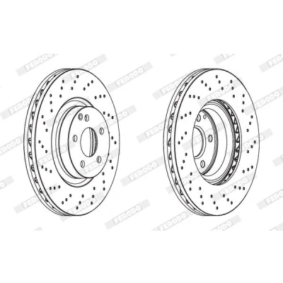 Imagen de FERODO PREMIER Coat+ disc DDF1769C 1 Disco de freno 335 32 5 perforado/ventil. int. revestido sin tornillos MERCEDES BENZ: Clase S Berlina