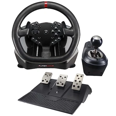 Imagen de Subsonic Volante de carreras Superdrive GS950X 900 con cambio manual, 3 pedales y paddle shifters para Xbox Serie X/S, PS4, One (programable)