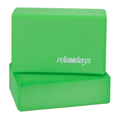 Imagen de Relaxdays Pack de 2 Bloques Yoga, Adultos Unisex, Verde, 8 x 23 15 cm