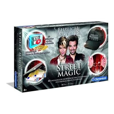 Imagen de Clementoni 59299 Ehrlich Brothers Street Caja niños a Partir de 8 años, Equipamiento mágico para 40 Trucos Magia, Incluye vídeos explicativos en 3D, Multicolor, Mediano