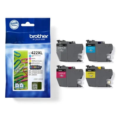 Imagen de Cartucho de tinta Brother LC422XL, 3.000 páginas (negro) 1.500 pág/color, Pack Multicolor