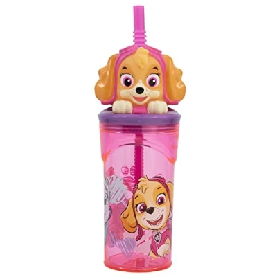 Imagen de Stor Vaso Infantil Reutilizable con Pajita y Tapa figurita 3D Capacidad de 360 ml La Patrulla Canina Chicas