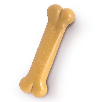 Imagen de Nylabone Juguete masticable para higiene Dental en Forma de Hueso Perros con mordida agresiva, Sabor a Mantequilla Cacahuete, Adultos hasta 16 Kilos 74 g