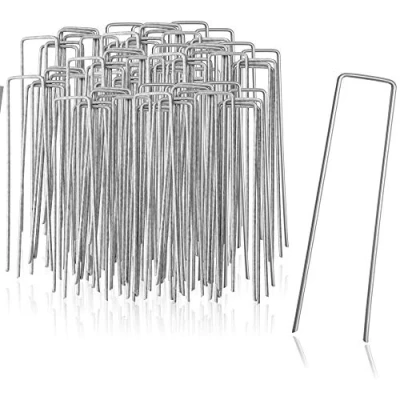 Imagen de com four® 100x Anclajes de Suelo Acero Revestido piquetas robustas para Sujetar vellón Hierba Anclaje (100 Piezas 150x25x3mm)