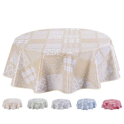 Imagen de Home Direct Mantel de Hule, Redondo 140 cm Beige