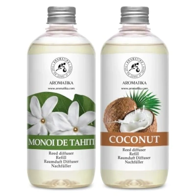 Imagen de Recargas de Difusor Monoi Tahiti 500ml &amp; Recambio Coconut Fragancias Ambiente Intensas y Duraderas Ambientador Aroma Floral Exótico para Aromaterapia