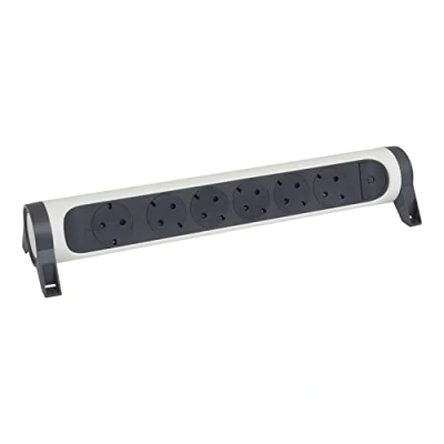 Imagen de Legrand 694547, Regleta de enchufes, con Interruptor, Enchufe múltiple 6 Tomas Corriente, sin Cable, Color Blanco/Gris Oscuro