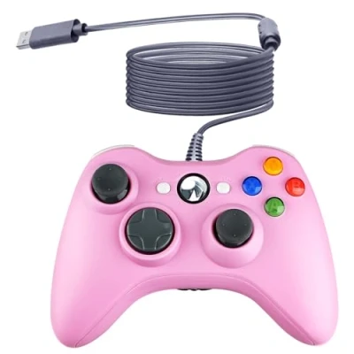 Imagen de OSTENT Mando con Cable USB Gamepad Joystick para Microsoft Xbox 360 Consola Windows PC Ordenador Portátil Videojuegos Color Rosa