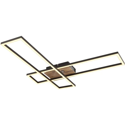 Imagen de Globo Dakari lámpara LED de techo, longitud 80 cm, negro/madera oscura