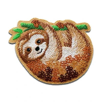 Imagen de Animal Perezoso Parches Termoadhesivos Bordados Aplique Para Ropa, Tamaño: 5,5 x 4,2 cm