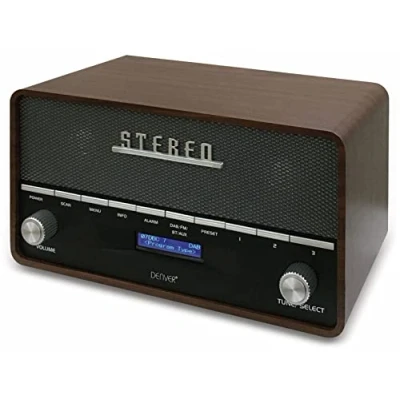 Imagen de Radio Digital Dab+ y FM. Denver DAB 36. Bluetooth. Función Reloj, Despertador Alarma. Entrada AUX. Acabado Madera. Volumen: 10W RMS