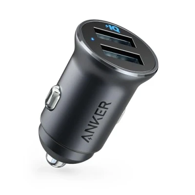 Imagen de Anker 320 (24W II), Mini Cargador de Coche, USB Dual Puerto 4.8A con luz LED, para iPhone13/12/11/XR/Xs, iPad Pro/Air 2/Mini, Galaxy y más
