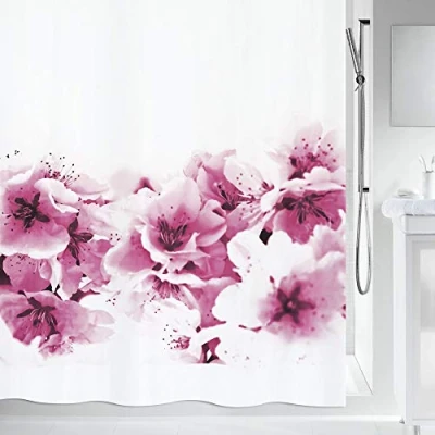 Imagen de Spirella 10.15174 Amanda Cortina de Ducha Tela (180 x 200 cm), Color Blanco y Rosa