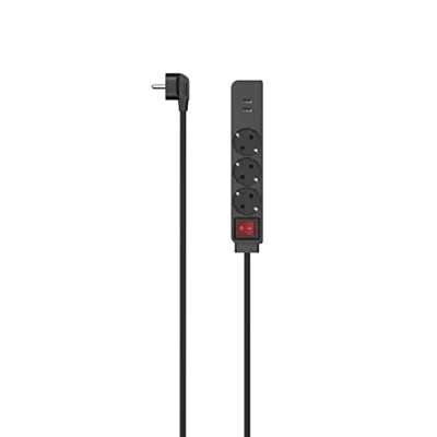 Imagen de HAMA Regleta de 3 Tomas con 2 USB A (Regleta Interruptor, A, Cable 1,4m, 3680W) Color Negrpo