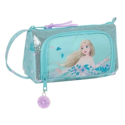 Imagen de Frozen II Hello Spring Portatodo con Bolsillo Desplegable Vacío, Estuche Infantil, Niño, Ideal para Niños en Edad Escolar, Versátil, Calidad y Resistencia, 20x8.5x11 cm, Color Azul Claro
