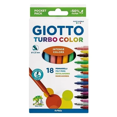 Imagen de Giotto Turbo Color 18 rotuladores punta fina colores surtidos recambio estuche