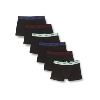 Imagen de Dim Pack de Bóxers Mix And Colors Confort X6, Bóxer Hombre, Noir Ceinture Vert/Bleu/Rouge, M