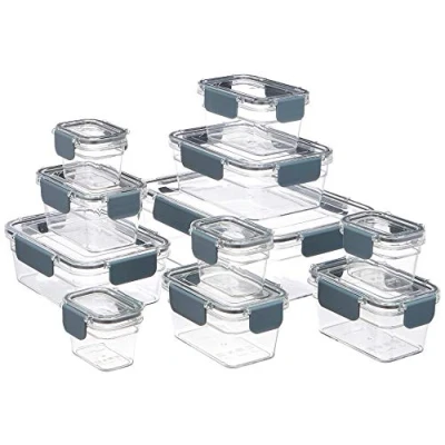 Imagen de Amazon Basics Recipiente hermético para alimentos de Tritan, 22 Unidad, Paquete 11 Contenedores, Transparente