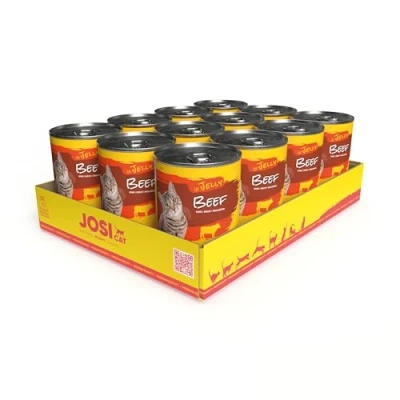 Imagen de JosiCat Beef in Jelly, 12 x 400 g, Adult, Comida húmeda Premium para Gatos Adultos, Ternera en gelatina, Vitamina D3 y E, Sin Cereales, Powered by Josera, húmeda,
